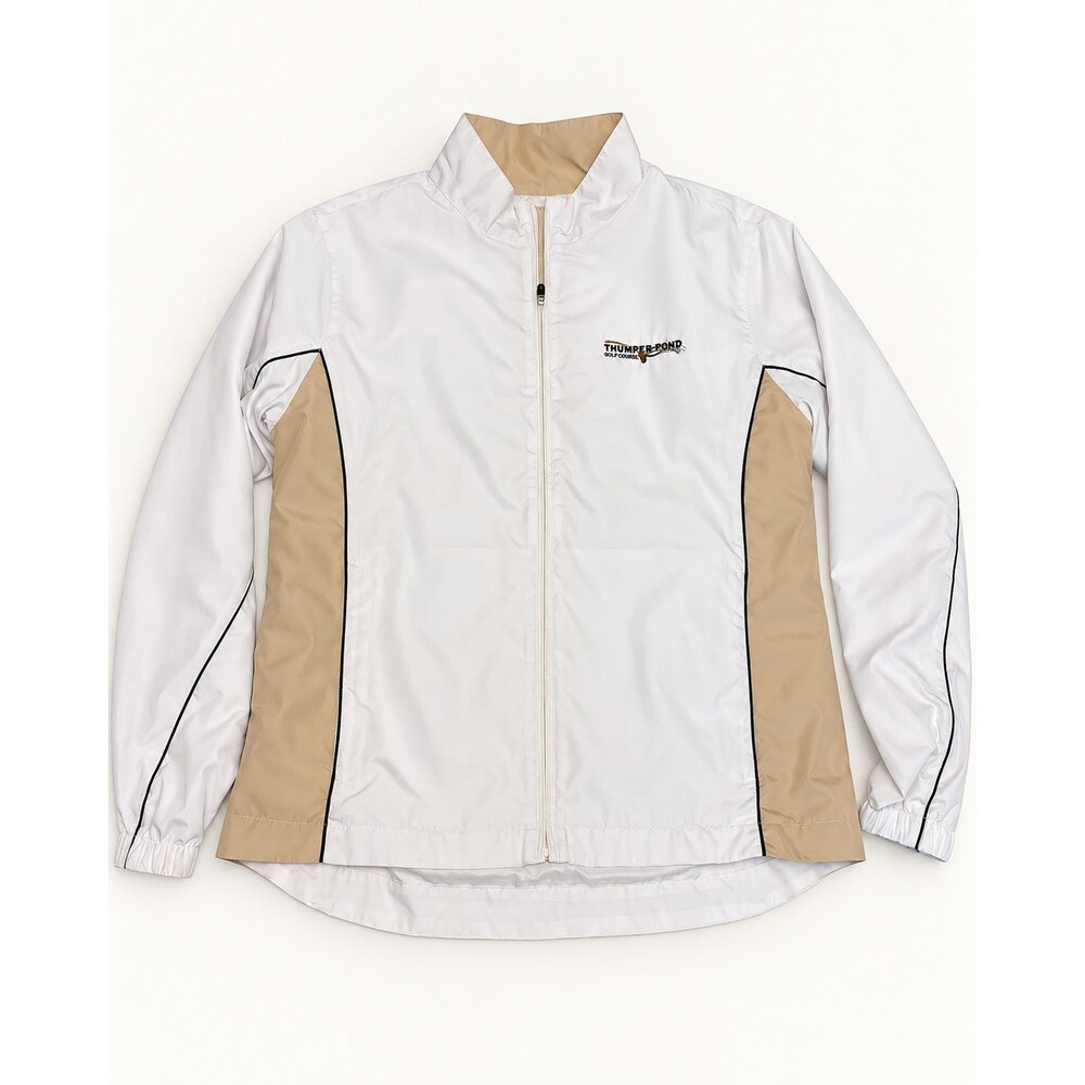 FootJoy Women's Thumper Pond Golf Course Full Zip Jacket White Tan M